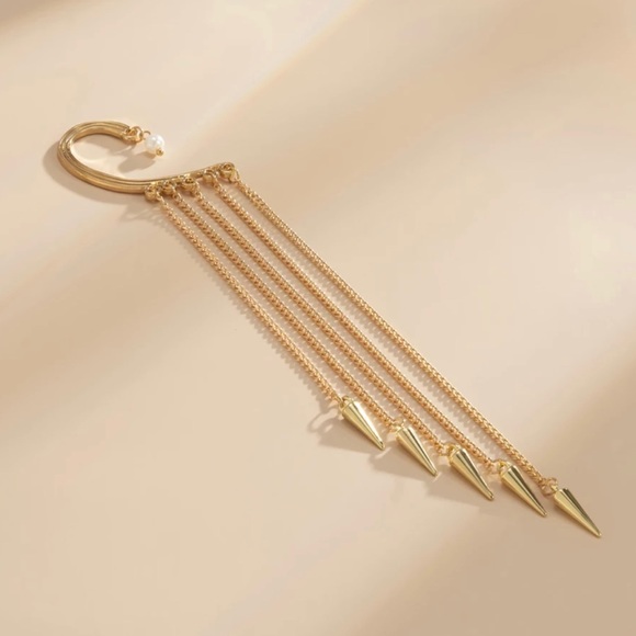 Long Tassel Gold Earrings - Picture 4 of 7